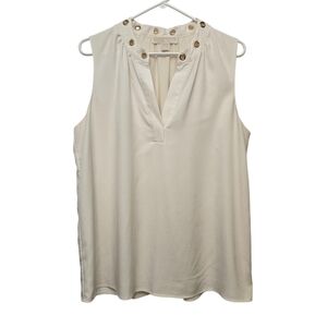 MICHAEL Michael Kors Cream Sleeveless Blouse with Gold Details Size L